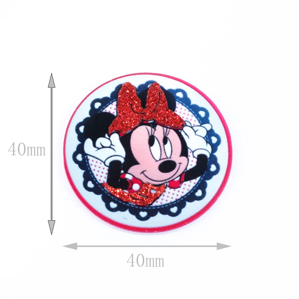 Disney Mickey 5 sztuk/partia Planar żywica Flatback Glitter akrylowe akcesoria modelarskie Cabochon księga gości DIY...