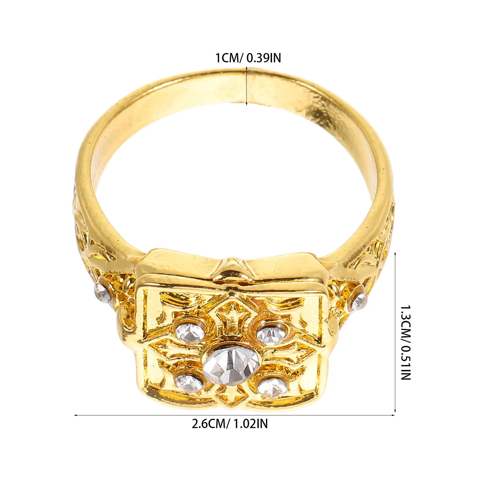 Vintage Hidden Lid Locket Ring for Women with Micro-Paved Rhinestones & Secret Compartment