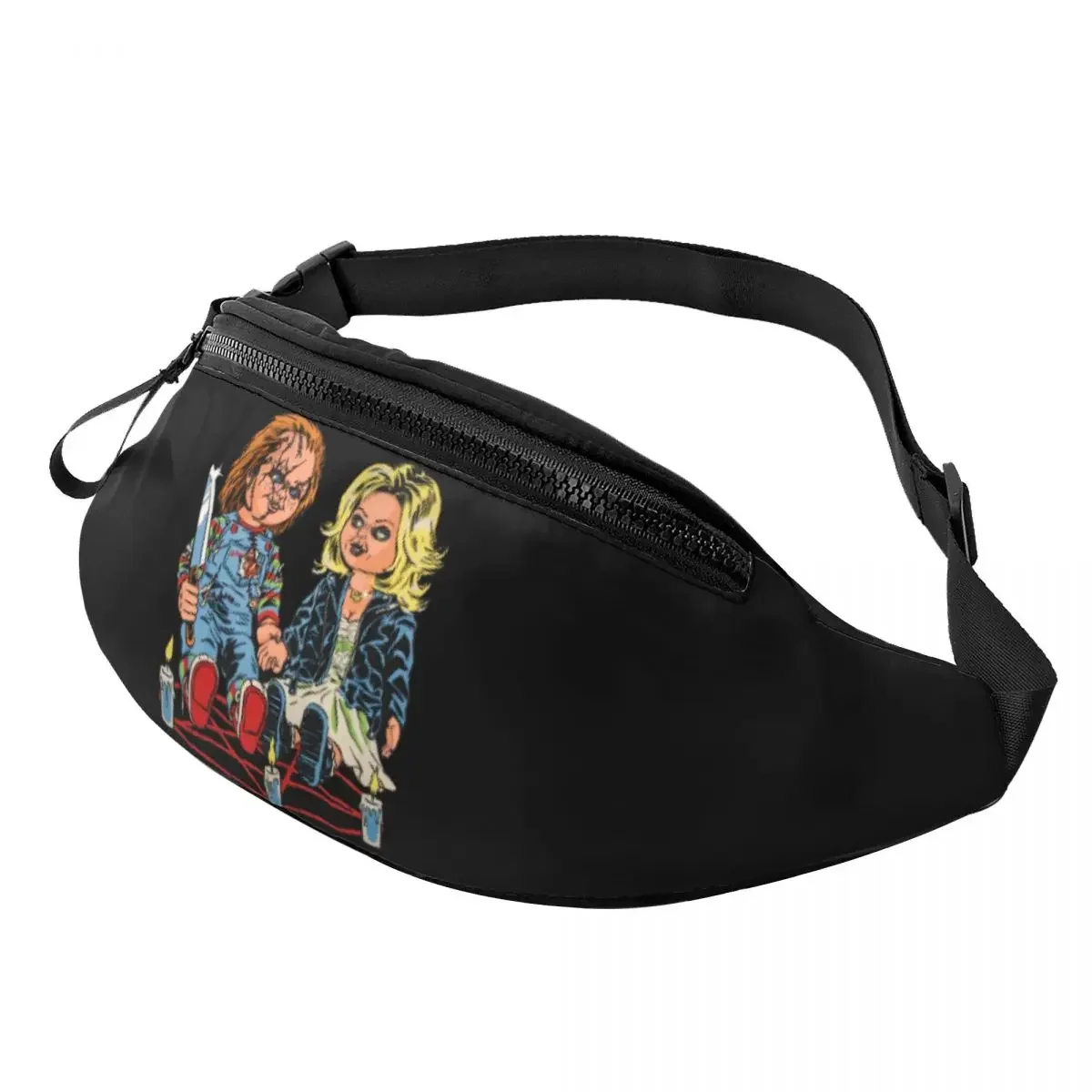 Vintage Child's Play Chuky Bride Fanny Pack Men Women Cool Killer Doll Crossbody Waist Bag for Travel Cycling Phone Money Pouch