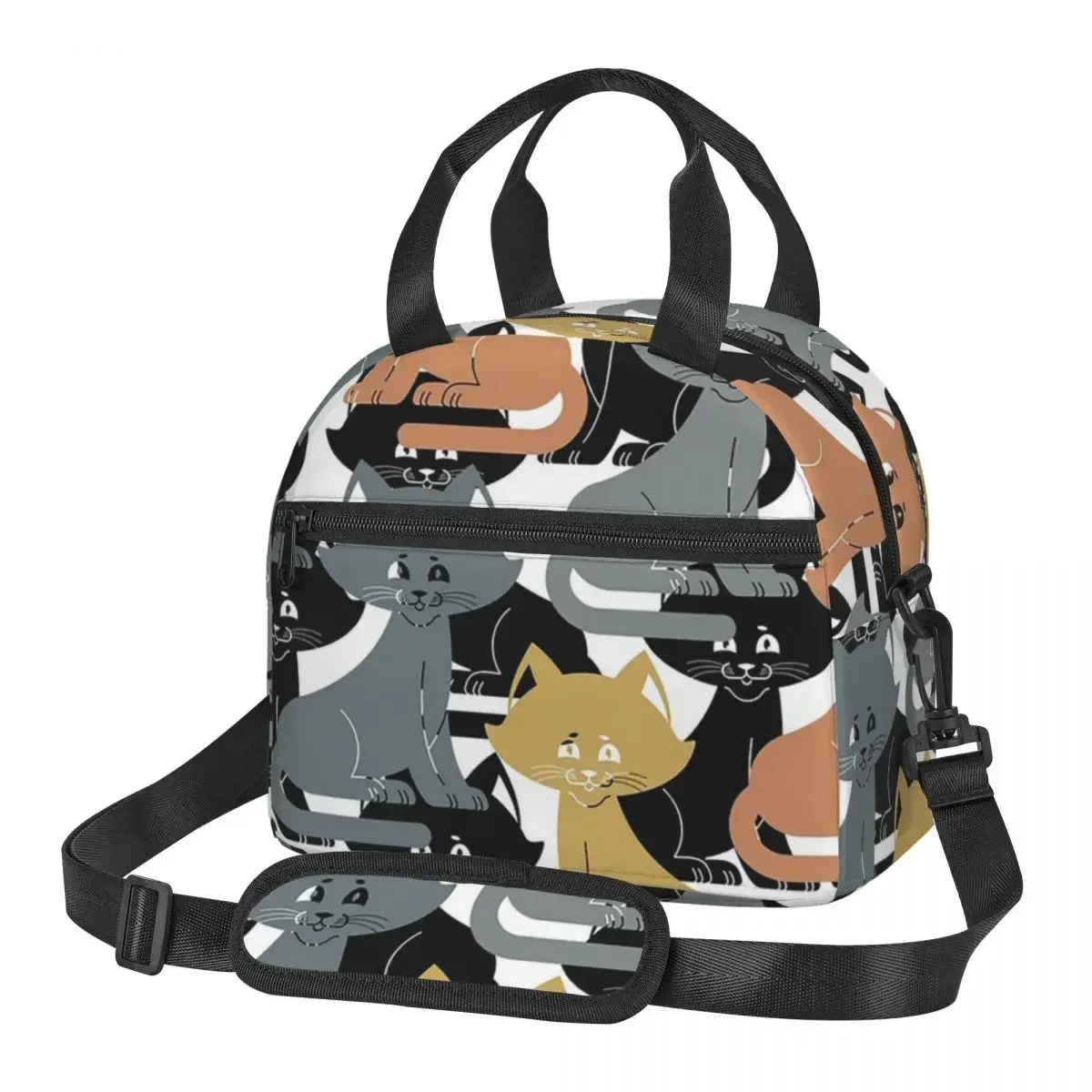 

Gray Ginger And Siamese Kittens Cats Lunch Bags Insulated Bento Box Lunch Tote Picnic Bags Thermal Bag for Woman Children Work