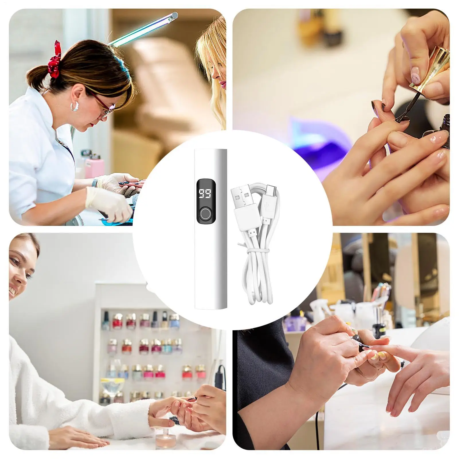 Mini UV Light For Nails USB Charging Fingernail Drying Tool Digital Display LED Nail Light With 2 Timing Modes For Manicure
