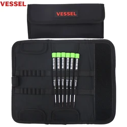 VESSEL 6-Piece Precision Screwdriver Set with HEX Screwdrivers,Pouch for Computer, Laptop, Eyeglass, Watch NO.9906C