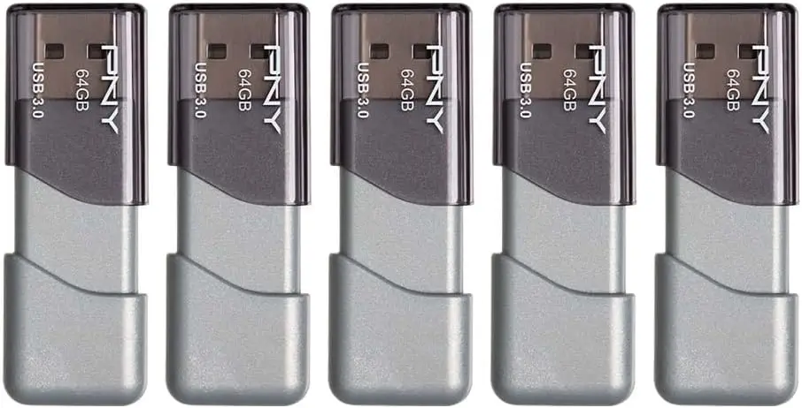 64GB USB 3.0 Flash Drive, 5-Pack, High-Speed Data Transfer, Sliding Design