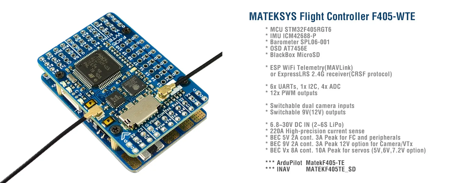 Matek Mateksys Flight Controller F405-wte