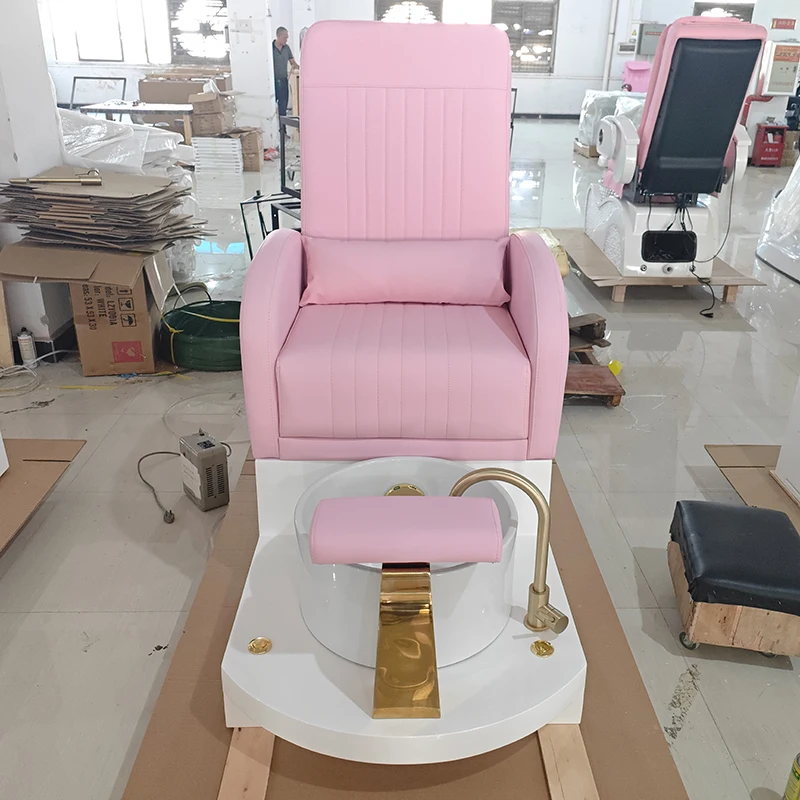 Luxury pink Nail Salon Equipment Foot Care Spa Chair Modern Storage Pedicure Chair Electric No Plumbing Pedicure Station 4