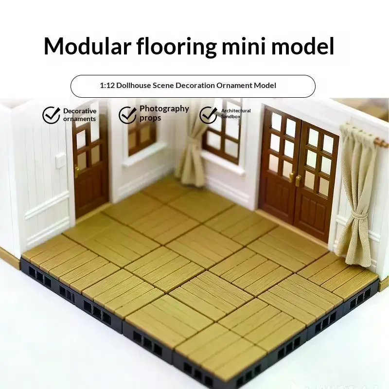 1/4Pcs 1:12 Dollhouse Flooring Simulation Outdoor Floor Bricks Miniature Modular Anti Corrosion Floor Mini Model Furniture Decor