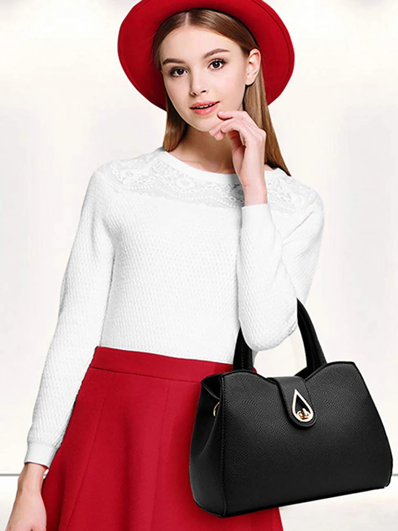 

Pahajim Fashion SolidColor Женский комплект сумок, включая сумку через плечо с цепочкой на плечо, противоугонную сумку через плечо, мобильный кошелек