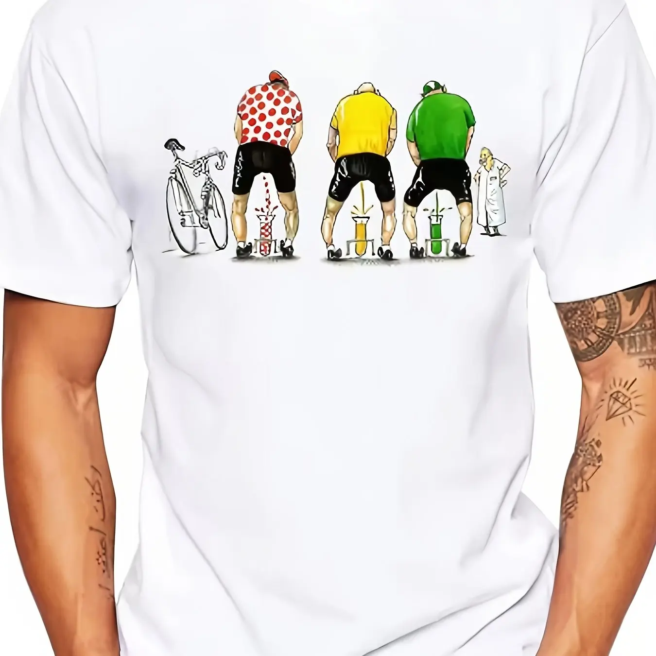 Men Printed Bicycle Graphic T-shirt Round Neck Short Sleeve Casual Summer T-shirt for Bike Lovers Comfortable Breathable