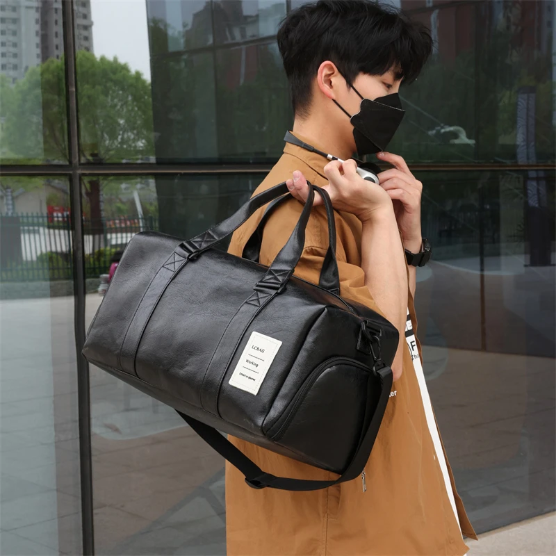 Men retro large capacity pu waterproof  travelling handing bag Individual Shoe bin fitness bag duffle bag 여행 가방  bolso de viaje