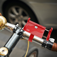 Universal Bike Phone Mount Holder Adjustable Aluminum Alloy Frame with Shock Absorbing Edges and Adhesive Patch for 3.5-6.2 Inch