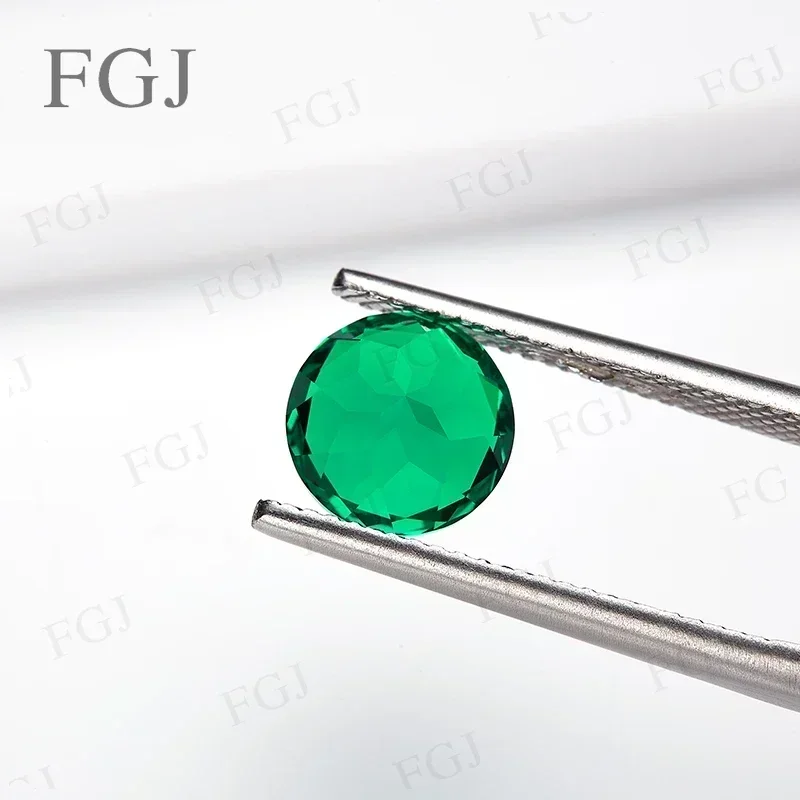 Round Cut AGL Certificate Lab Grown Colombia Emerald Green Gemstone For Diy Jewelry Pendants Making Material Charms