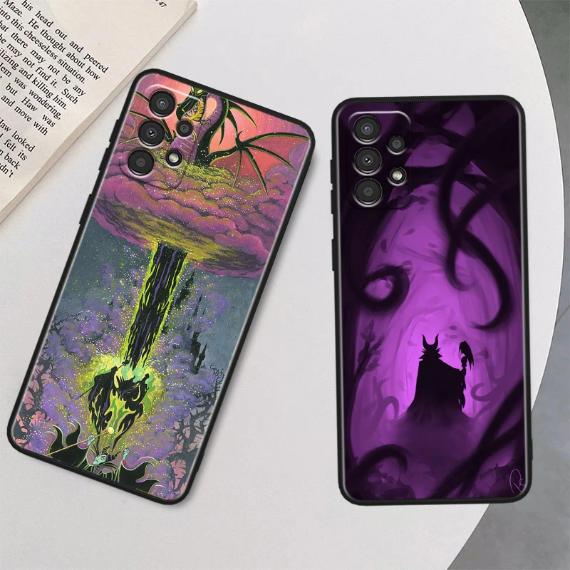 Disney M-Maleficent Black Phone Case For Samsung A 01 02 03 04 05 10 11 12 13 14 20 21 22 23 25 30 S E Core Shell Soft Cover