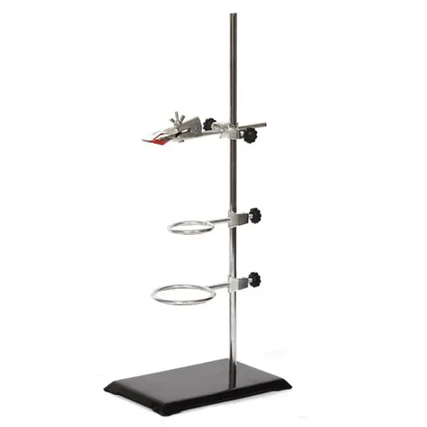 Support de matériel métallique de qualité laboratoire de 40cm, pince à Burette doublée de liège avec 2 anneaux de cornue (2 pouces, 3 pouces de diamètre)