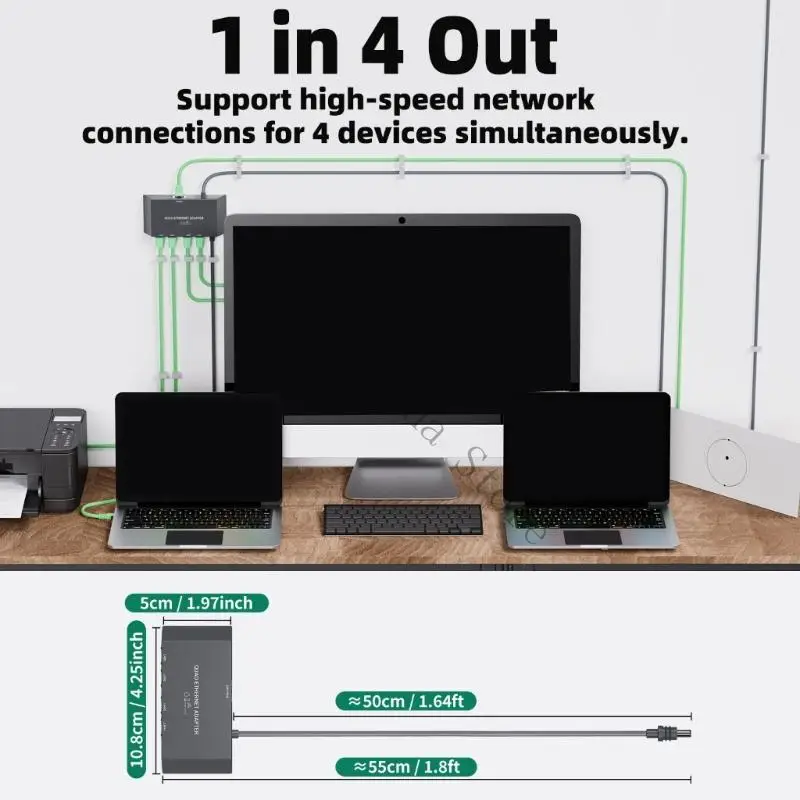 Q81F Nhiều thiết bị Bộ điều hợp dây 4x Cổng Gigabit dễ dàng Thiết lập cho Gen3/ Mini ổn định Internet và chơi game