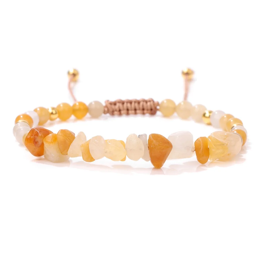 Hot Irregular Natural Stone Gravel Bracelet Green Aventurine Obsidian Pink Quartzs Chip Beads Braided Bracelets For Women Men