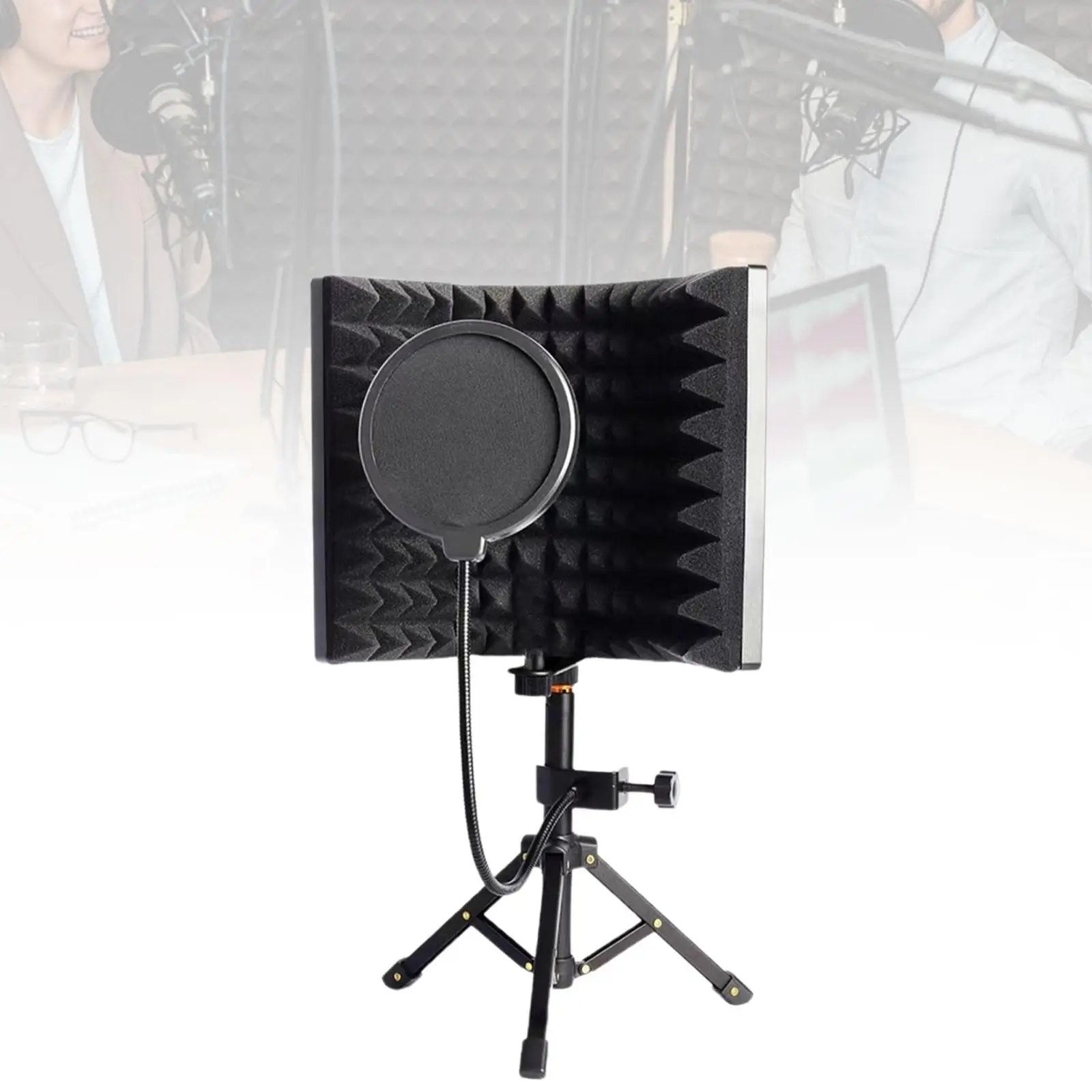 Professional Mic Isolation Shield Foldable Sound Absorbent Foam Panel with Tripod for Studio Recording view 6