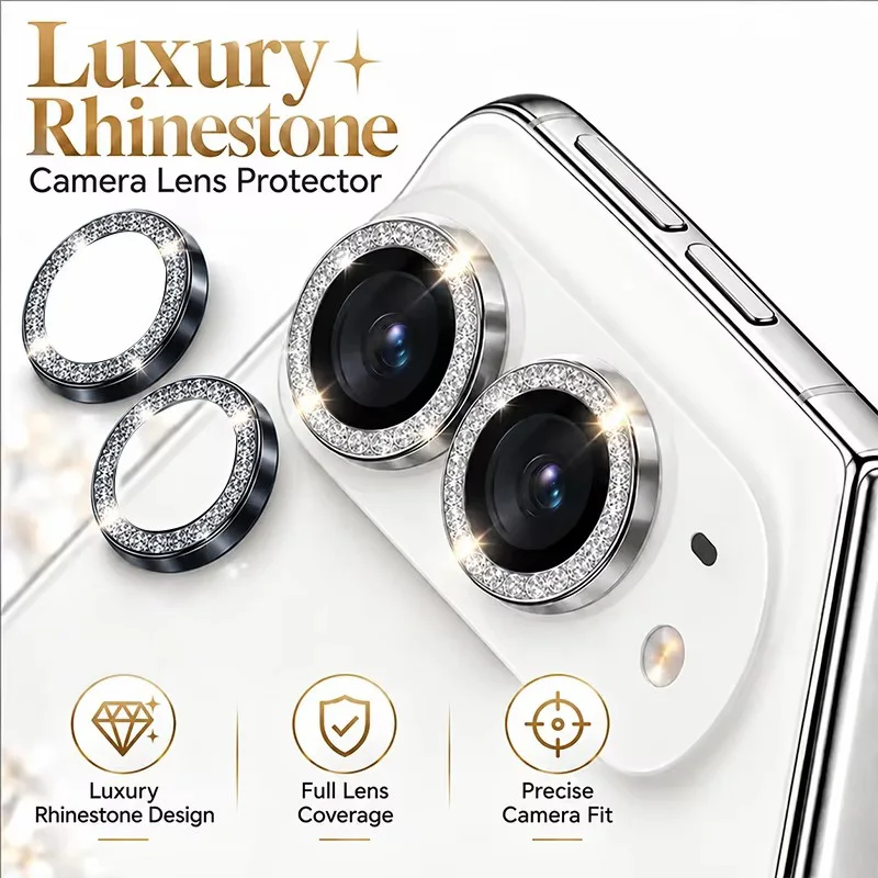 2-5PCS Glitter Metal Tempered Glass Lens Protector For iPhone Duo Full Cover HD Transparent Camera Protective Film