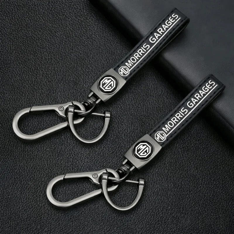 For MG ZS MG4 EV MG5 MG HS MG3 MG6 Fashion Trendy Leather Metal Car Logo Keychain Key Ring Key Chain Auto Accessories Key Holder