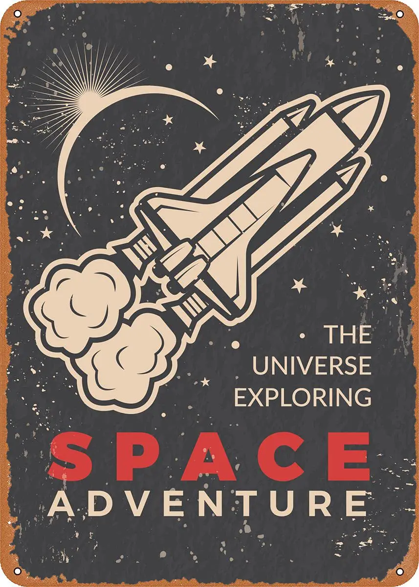 Astronaut and Space 13 Metal Tin Sign Retro Wall Decor Vintage Art Print Poste Great Gift for Space Fans