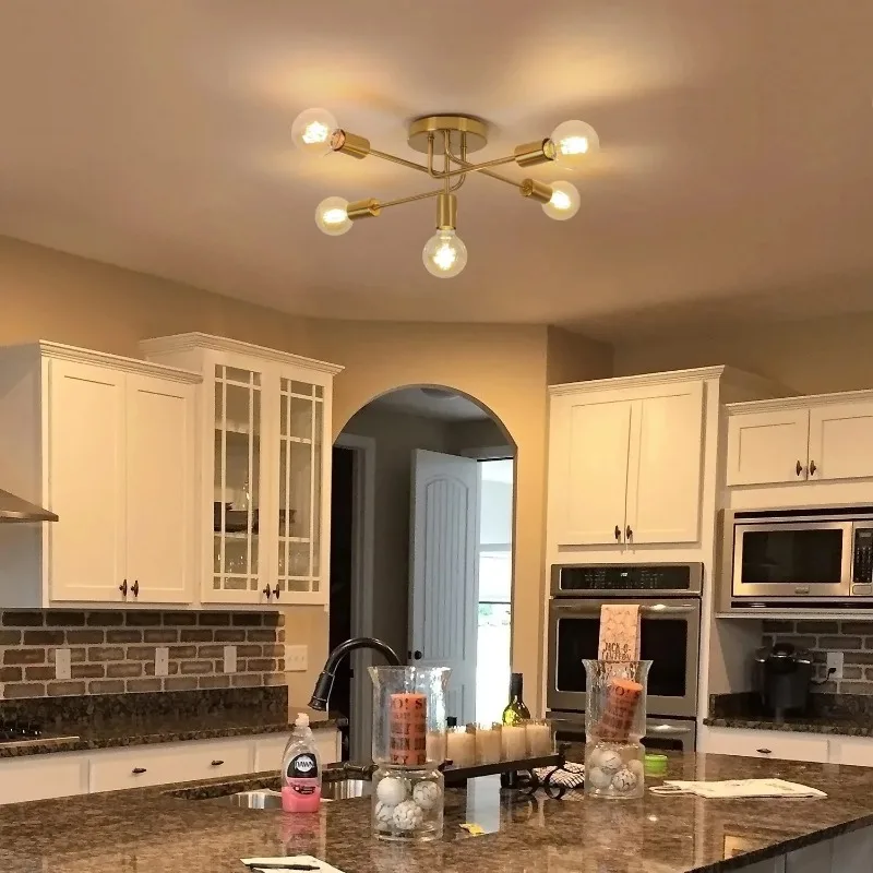 E27 Black Gold/Golden Branch Chandelier 5 Heads Retro Metal Ceiling Light Living Rooms Bedrooms Kitchens Bars Designed Lighting