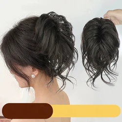 Perruque de queue de phénix moelleuse naturelle pour femme, extension de cheveux avec pompon, chignon de fleur, tête de boulette de viande