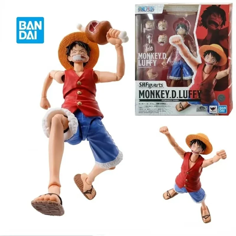 Em estoque 100% bandai original s.h. figuarts shf uma peça macaco d luffy nami romance amanhecer anime figuras de ação brinquedos modelos