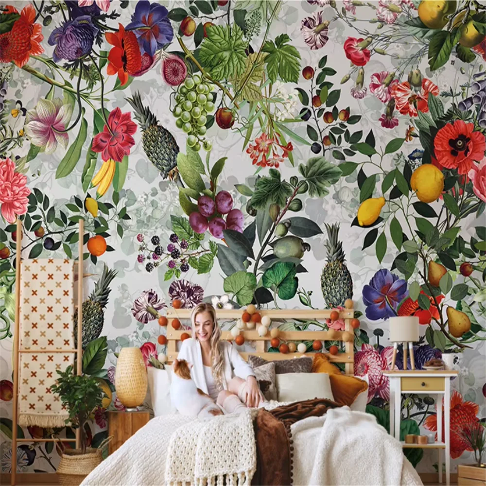 

Custom American pastoral flowers bedroom wallpaper mural decoration salon TV background photo wall paper wall covering