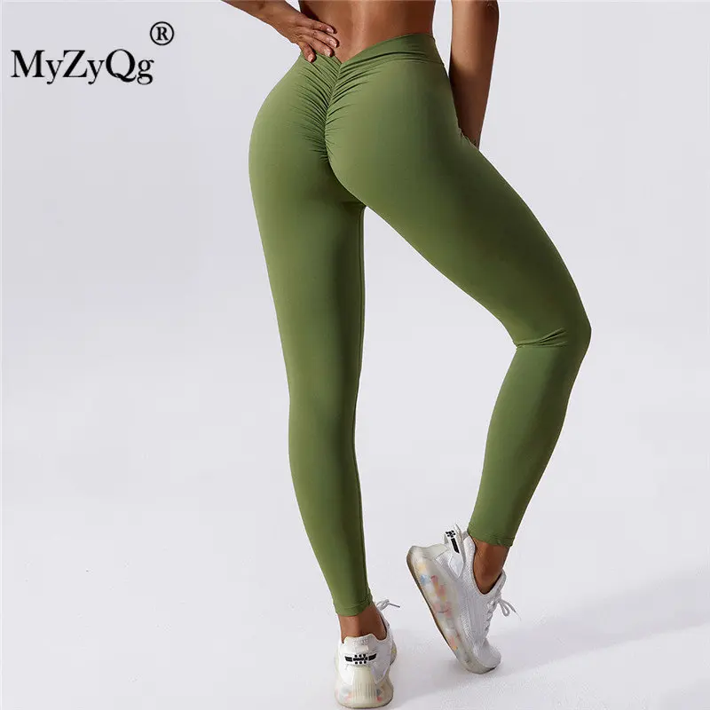 MyZyQg Yoga Leggings Outdoor Running Gym Fitness Pants Women Breathable Quick Dry Sports Peach Buttock Lifting Push Up Pant