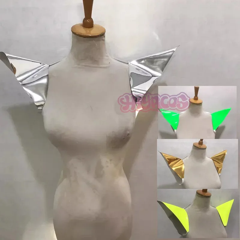 

DY2025Серебряный летающий жилет на плечо для косплея, женские накладки на плечи с вырезом в стиле джаз, ночной клуб, Dj Ds, аксессуары для выступлений на сцене, Rave Out