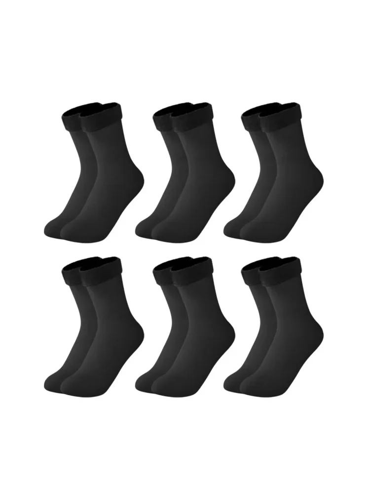 3/6 paires de chaussettes chaudes en velours d'hiver pour femmes, chaussettes thermiques épaisses en Nylon solide pour bottes souples sans couture unisexes, chaussettes de couchage au sol