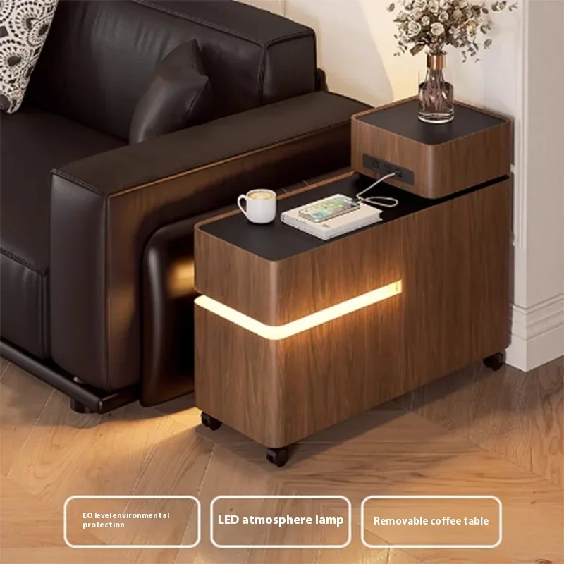 Outlets Wheels Italian End Table Drawer European Lamp Outlets Design Living Room Side Table Corner Modern Salontafel Furniture