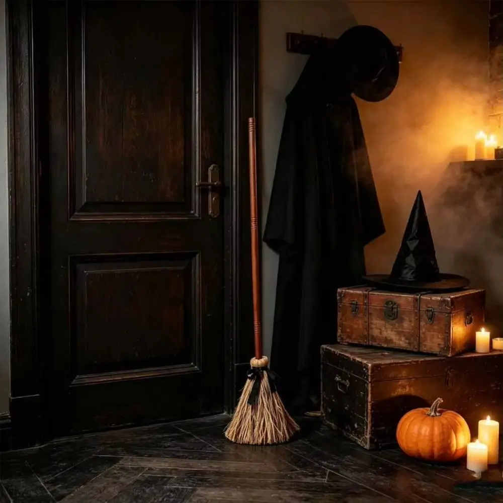 Sound Activated Witch Broom Moving Broomstick Electric Rotating Floating Broomstick Spooky Sounds Plastic Witch Broomstick