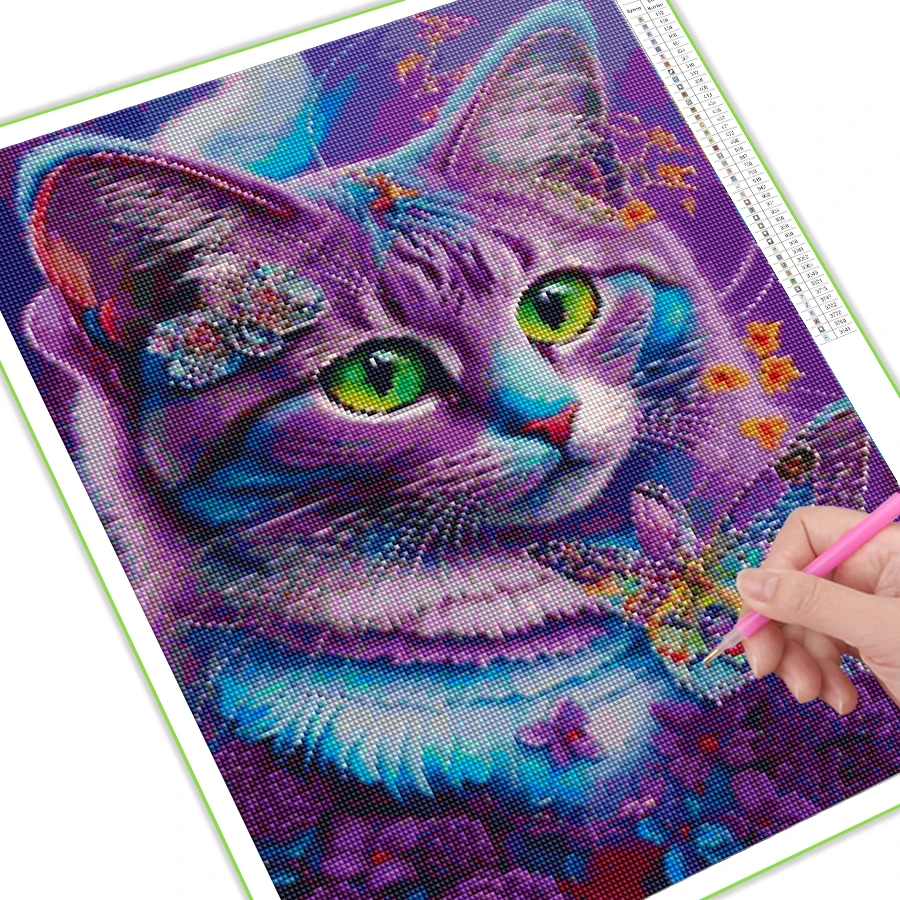 FULLCANG Diy Diamond Painting New Arrival 2023 Cute Cat Flower Mosaic Embroidery Pet Animals Rhinestone Cross Stitch Kits FG1922