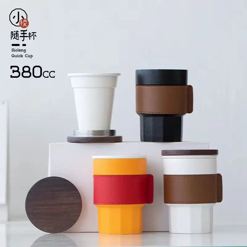 Ceramic Office Cup Tea Water Separation Filter Cup Water Cup Tumbler Minimalist Chinese Style Tea Cup Mug Tea Cups