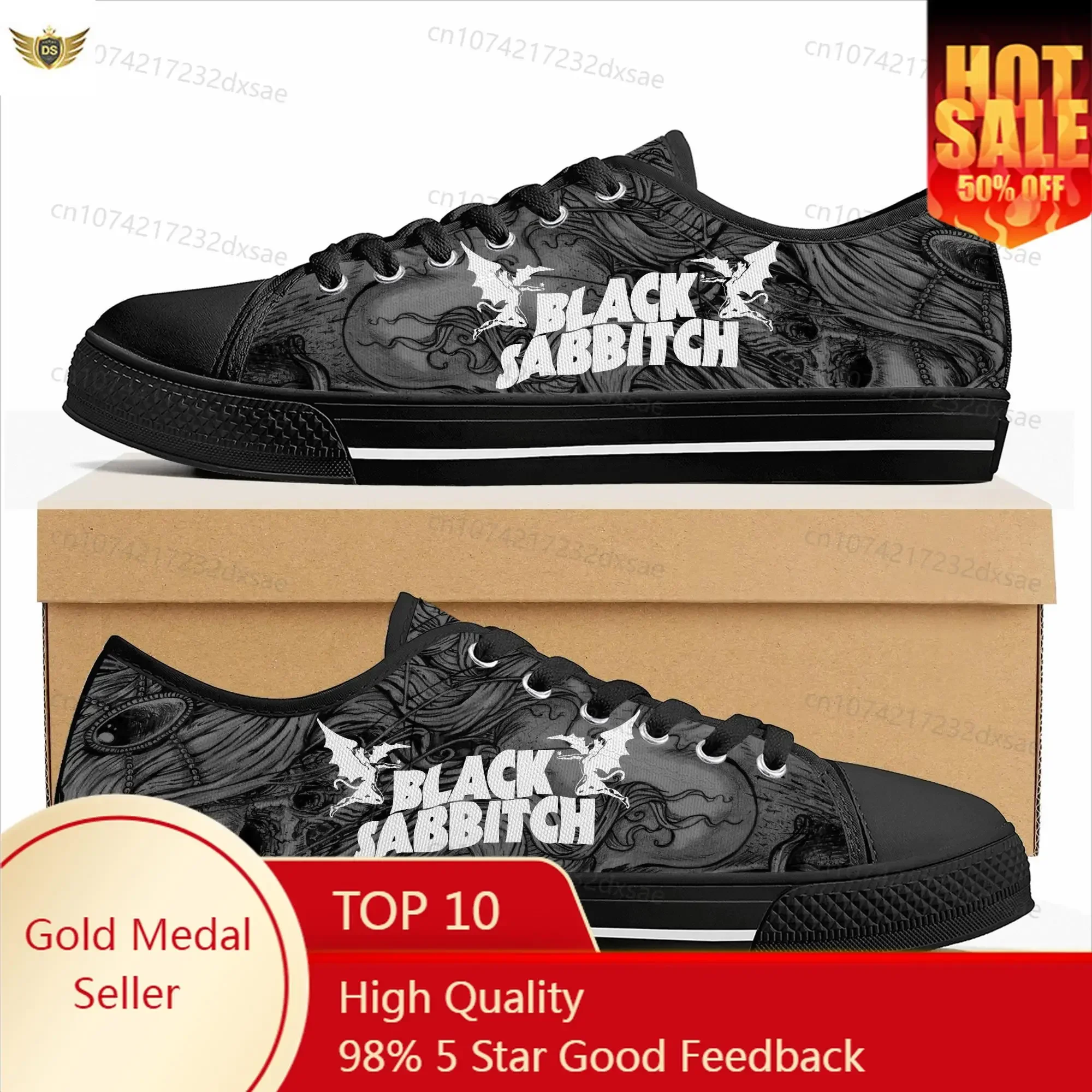 

Black Heavy Metal Band Sabbath Low Top High Quality Sneakers Mens Women Teenager Canvas Sneaker Casual Couple Shoes Custom Shoes