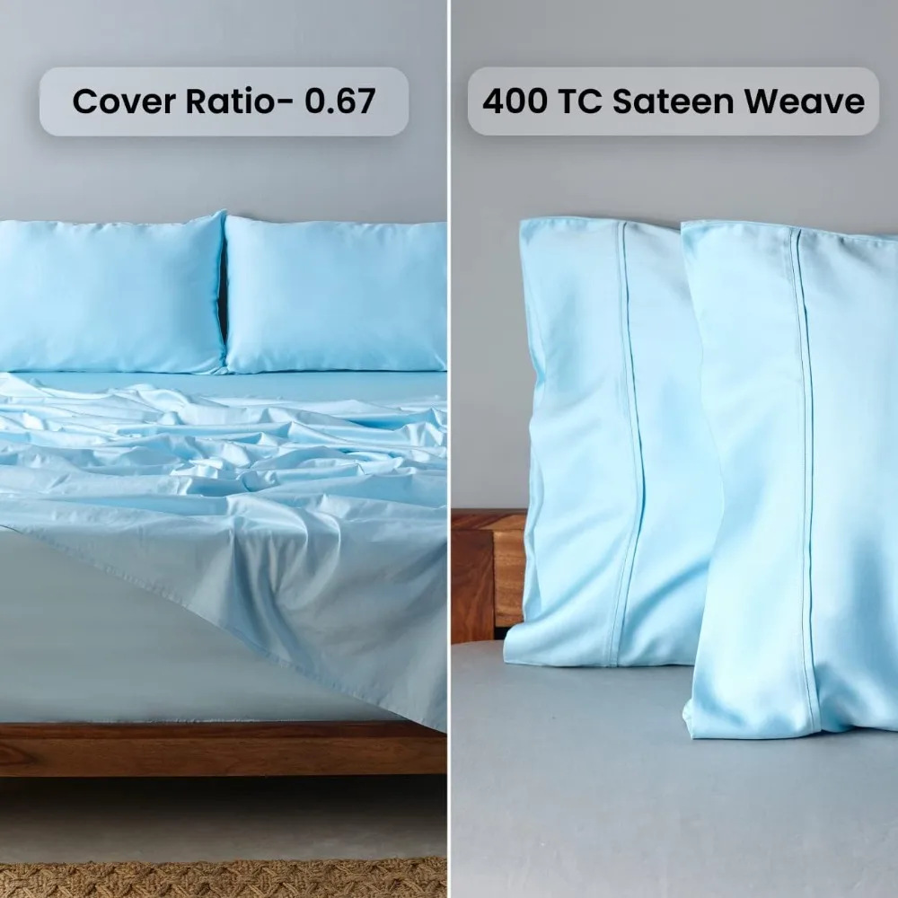 صفائح القطن المصري المعتمدة من CEA بنسبة 100% من جيزا | طقم 4 قطع | ختم الذهب المعتمد | الجيب العميق | التيلة الطويلة للغاية | نسج الساتين | عالية #6