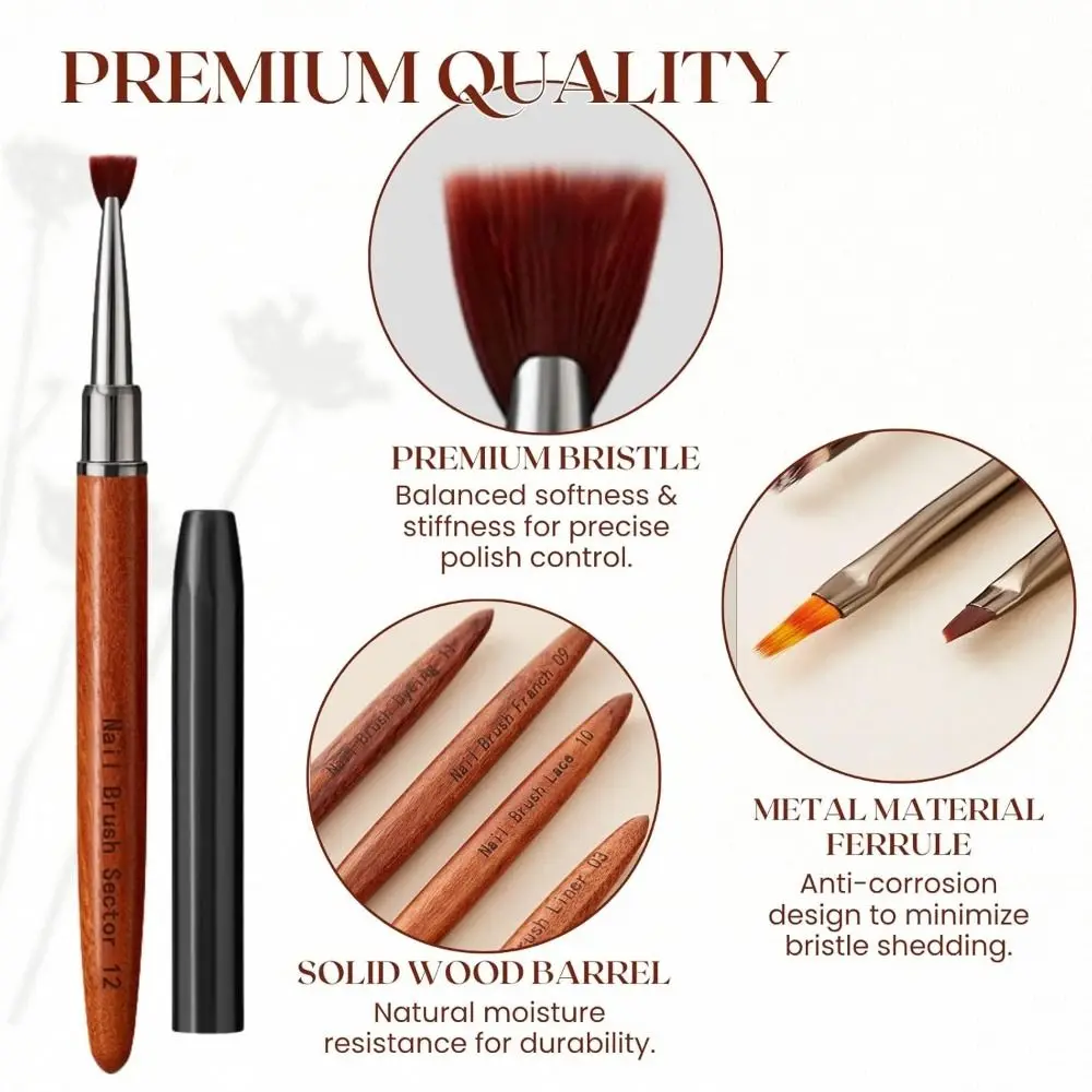 Fan-Shaped Nail Clean Up Brush Wooden Handle Dust Removal Nail Dust Brush Create Natural Blends