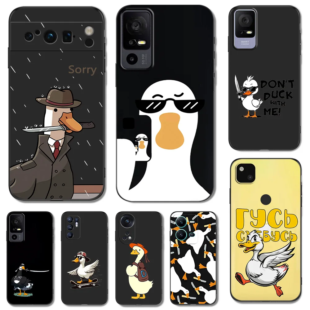 Black Tpu Case For ZTE blade A3 A5 A7 2019 A31 lite plus A51 A71 A7S V2020 L210 L8 smart vita 2022 v30 Funny Duck