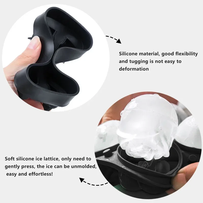 صينية سهلة الخروج مناسبة لمستلزمات حفلات الويسكي كرات سيليكون ثلاثية الأبعاد على شكل جمجمة الماس قالب الثلج قالب مكعبات الثلج القابل لإعادة الاستخدام