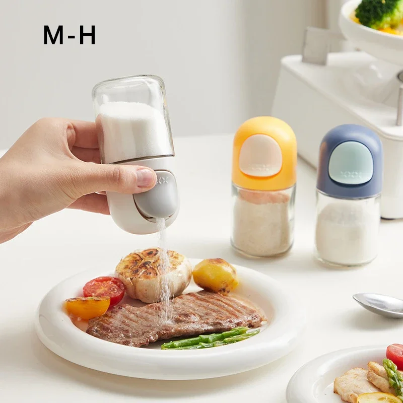 Salt Dispenser 0.5g Metering Sugar Shaker Push Type Jar Spice Salt Tank Seasoning Bottle Kitchen Organizer and Storage Container