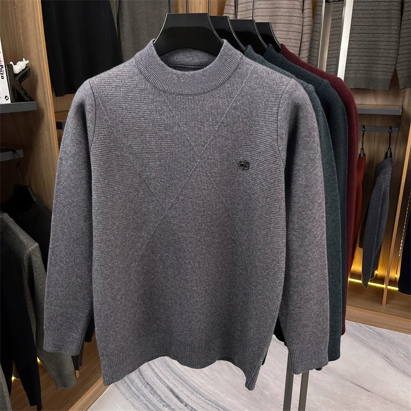 Pull demi-Cardigan pour hommes, nouvelle couche de Base en tricot décontractée, vêtements thermiques à la mode, automne/hiver 2025