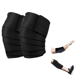 2.5 meter Medium Stiff Weightlifting Knee Wrap,Flexible Knee Staps,No Magic Tape,1 Pair,Thick straps for protecting knee joint
