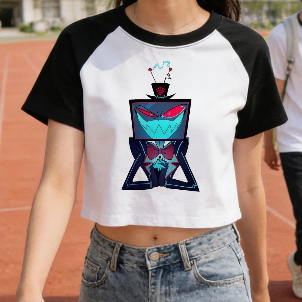 Hazbin Hotel cropped top ladies graphic jojifuku cute 2000s t shirt 2000s gyaru scene