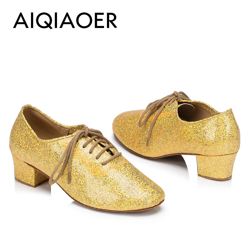 Professional Closed Latin Dance Shoes for Women, Golden Flash, Indoor Dance Shoes, New