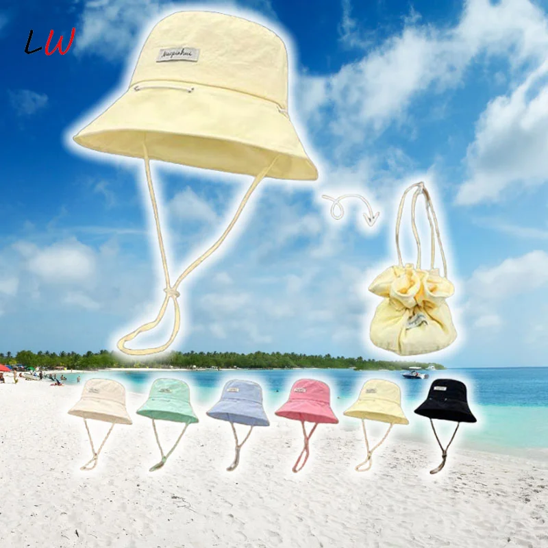 

Fashion Solid Color Quick Dry Fisherman Hat Women Summer Outdoor Sunscreen Hat One Hat Dual-use Variable Bag Casual Cap