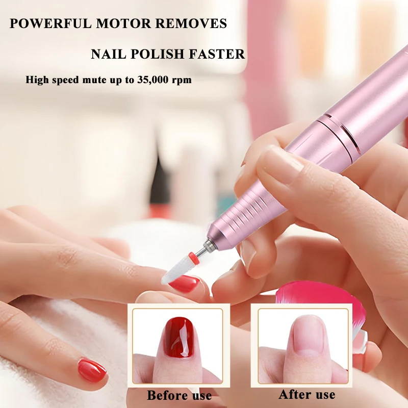 Nouveau 35000 tr/min perceuse à ongles Rechargeable sans fil perceuse à ongles stylo USB Interface lime à ongles Portable manucure perceuse Salon outil