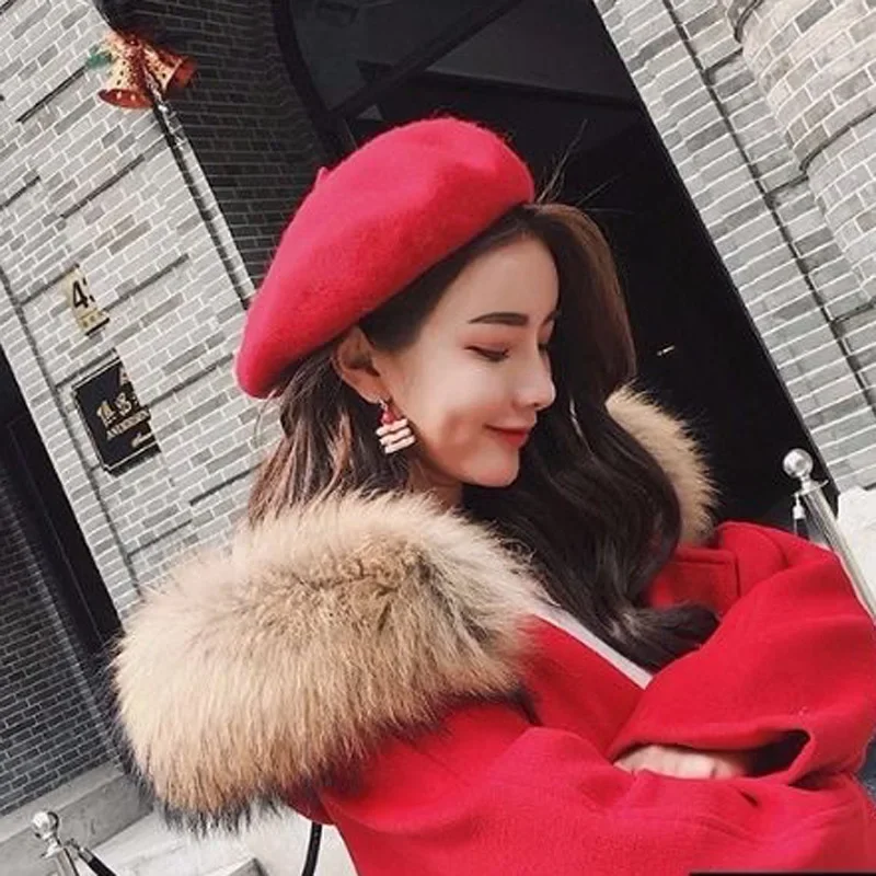 Новый берет на весну, осень и зиму, корейская версия, женская шапка с грибами, дышащая шапка с тыквой, шерстяная шапка художника