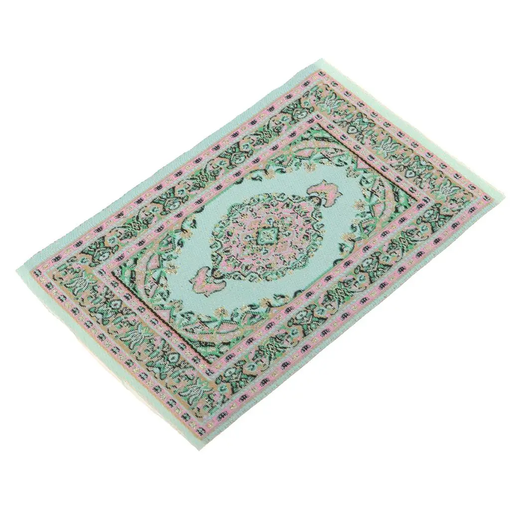 Embroidered Dollhouse Carpet Miniature Turkish Style Rug Floor Mat for 1 12 Dolls House Furniture and Accessories