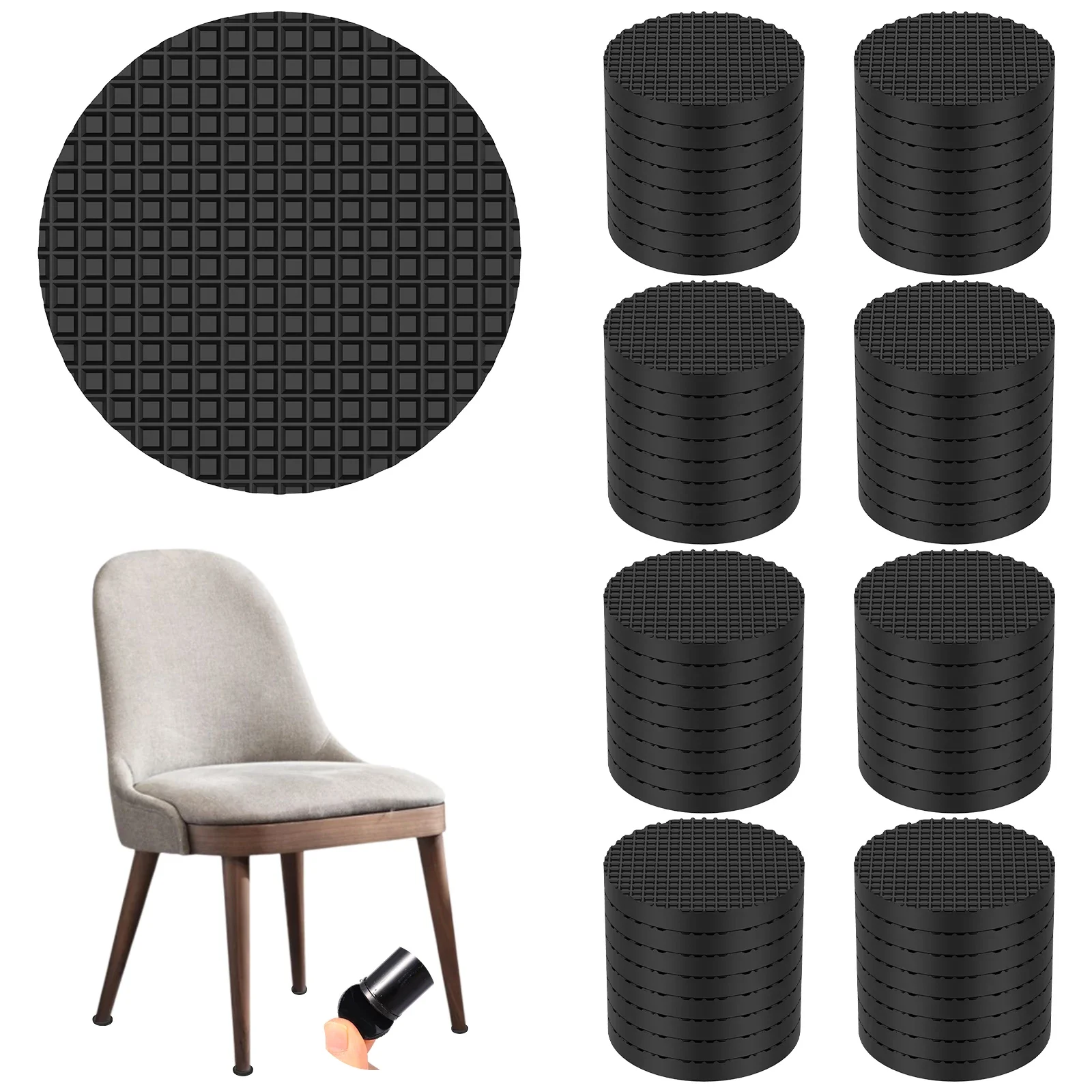 64PCS Silicone Furniture Pads Self Adhesive Non Slip Floor Protectors 1 Inch 3mm Cuttable Chair Table Sofa Bed Leg Pads
