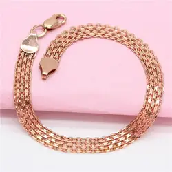 585 Purple Gold Plated 14K Rose Gold Wide Lace Chains Bracelets For Women Fashion Elegant Luxury Charm Wedding Jewelry